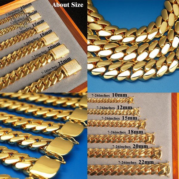 18K Gold Cuban Curb Chain Link Necklace
