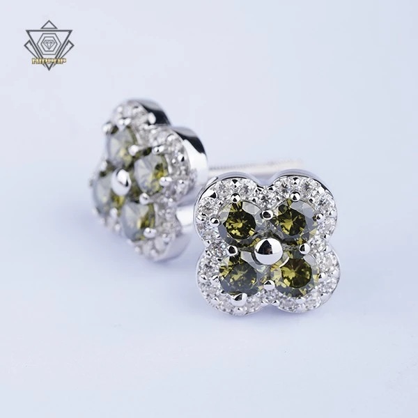 green white gold earrings